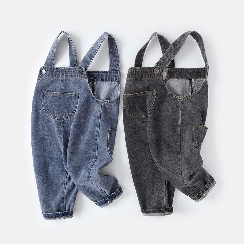 Baby Boys' Korean-Style Denim Trousers | Blue And Black | Spring | Cotton