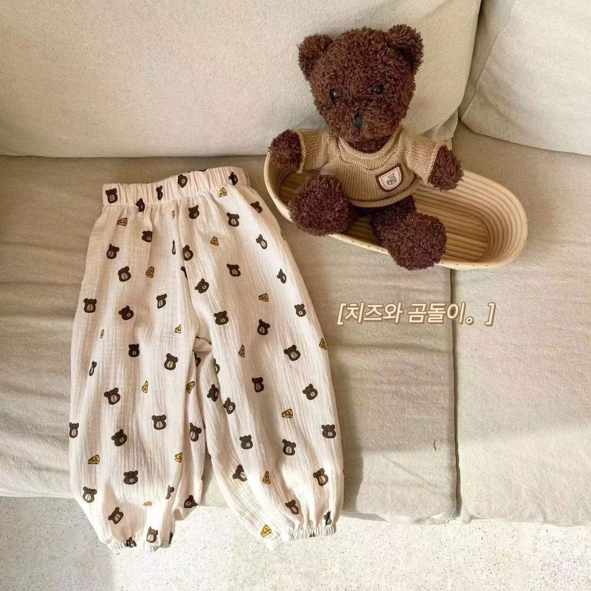 Kids' Double-Layer Ankle-Tie Ultra-Thin Cropped Pants | Cartoon Prints
