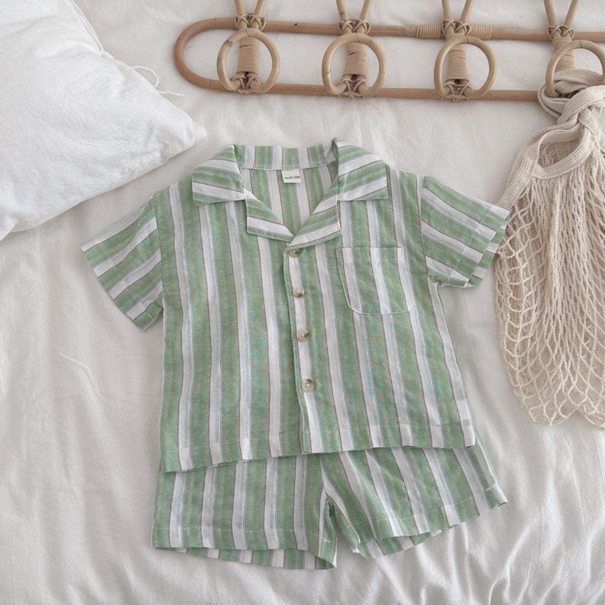 Kids' Striped Cool Breathable Sports Shorts | Olive | 6 Months To 3 Years