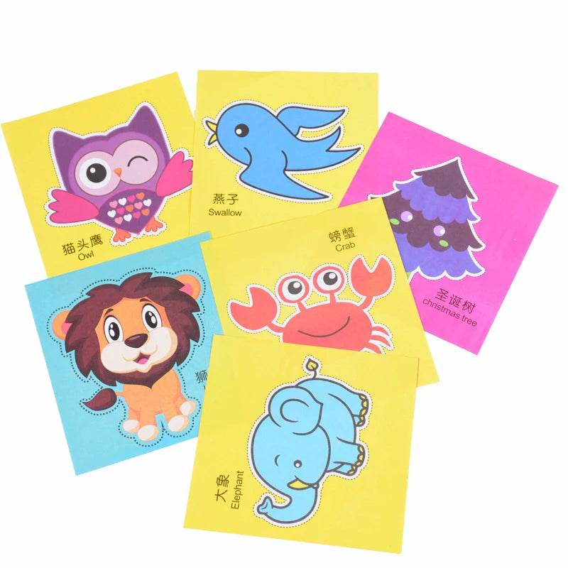 96 Pcs Children Cartoon DIY Colorful Paper Cutting Toys - ToylandEU
