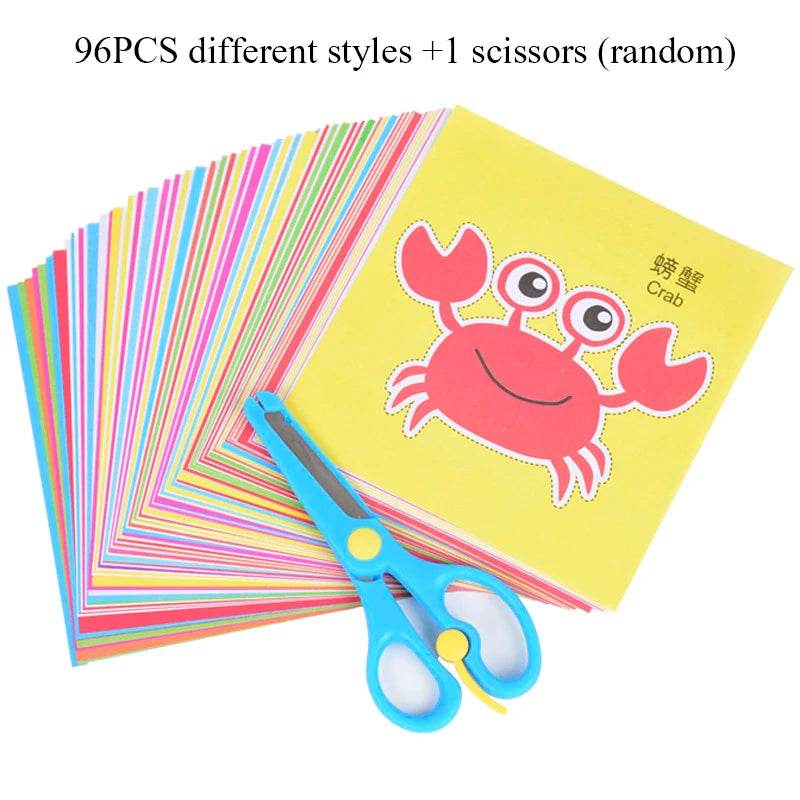 96 Pcs Children Cartoon DIY Colorful Paper Cutting Toys - ToylandEU