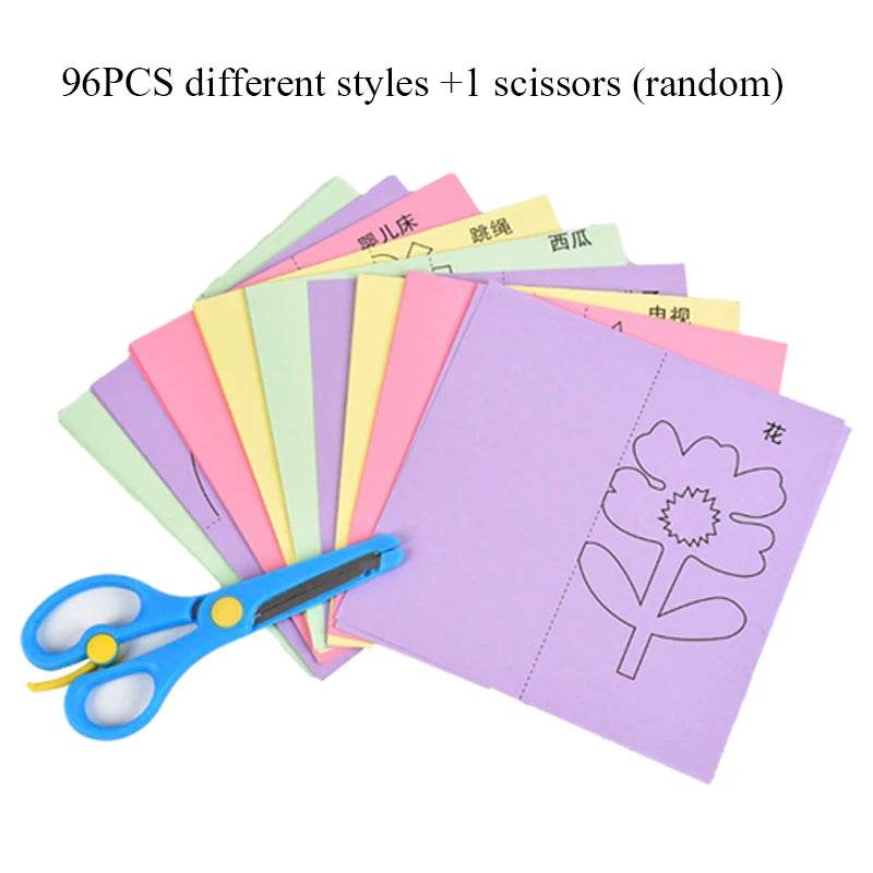 96 Pcs Children Cartoon DIY Colorful Paper Cutting Toys - ToylandEU