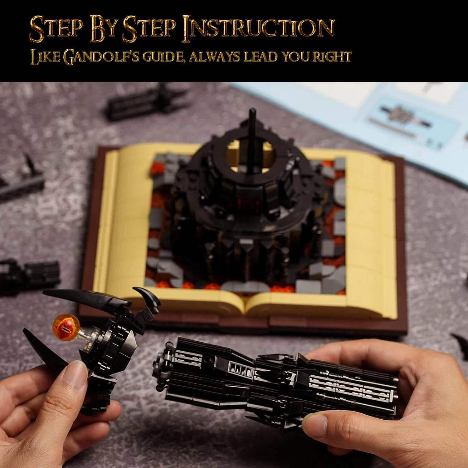 966PCS Black Tower Magic Book Building Blocks Dark Magic Castle Model Assembly Bricks With Lights Kid Toys - ToylandEU