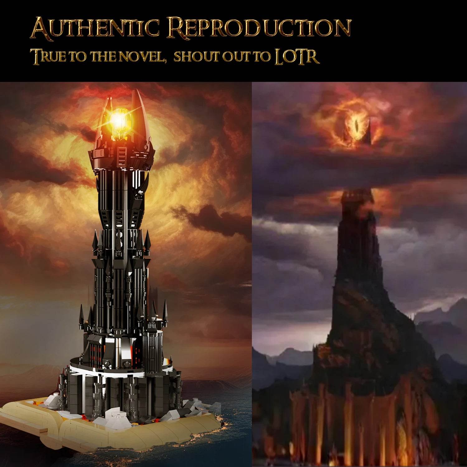 966PCS Black Tower Magic Book Building Blocks Dark Magic Castle Model - ToylandEU