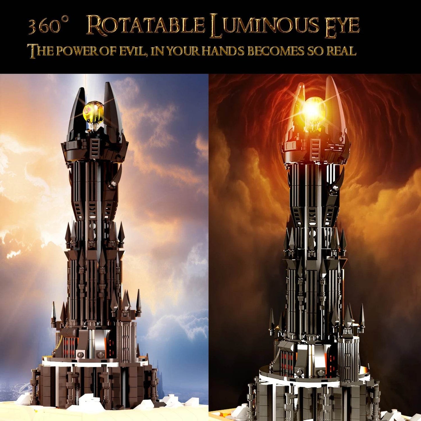 966PCS Black Tower Magic Book Building Blocks Dark Magic Castle Model - ToylandEU