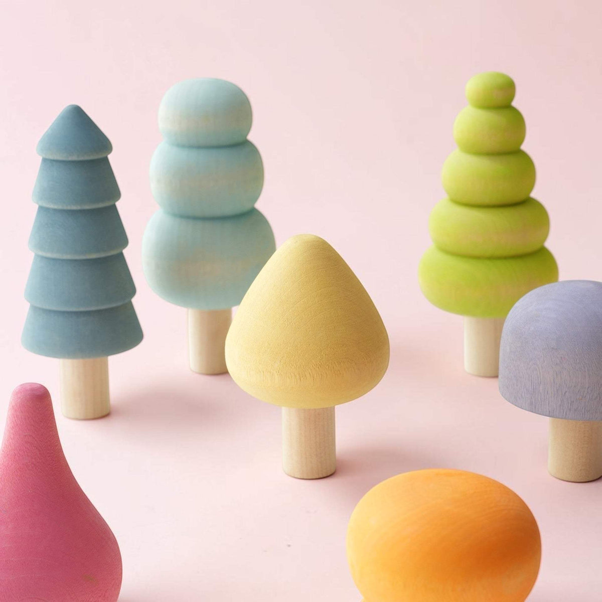 Wooden Tree Set | 10 Piece Pastel Pack | Stained Finish | Pretend Play