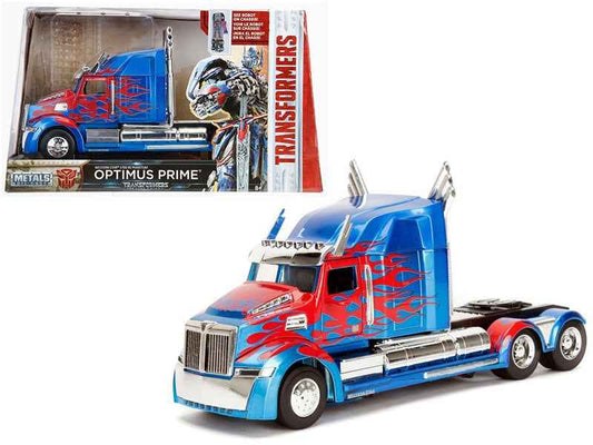 Western Star 5700 XE Phantom Optimus Prime with Robot on Chassis | 1/24 Diecast Model Car | Jada | Transformers 5-inch (2017) Movie  Series