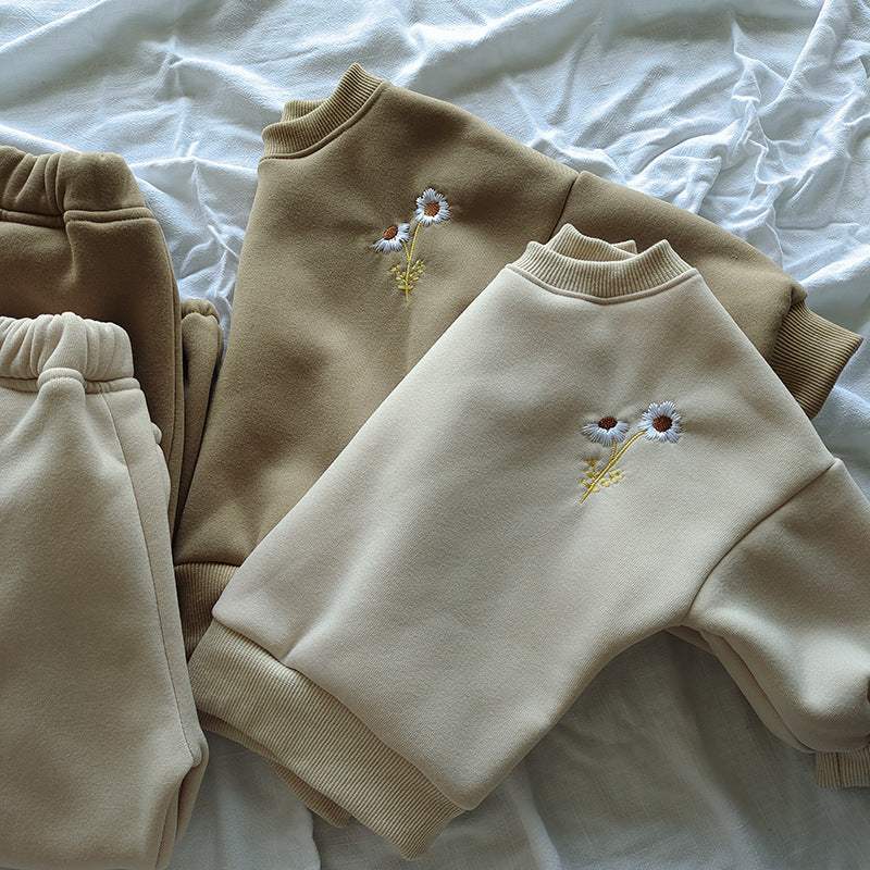 Baby Brushed Flower Suit | Milky White, Dark Brown