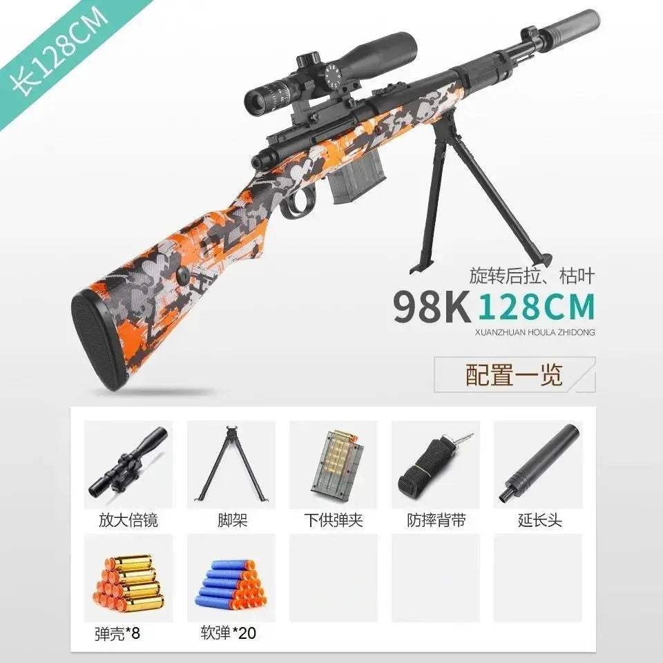98K Toy Sniper Rifle With Shell Ejection Manual Charge - ToylandEU