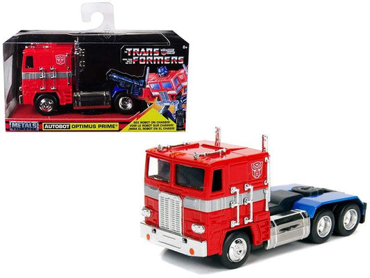 G1 Autobot Optimus Prime Truck Red with Robot on Chassis from | 1/32 Diecast Model Truck | Jada | Transformers Series