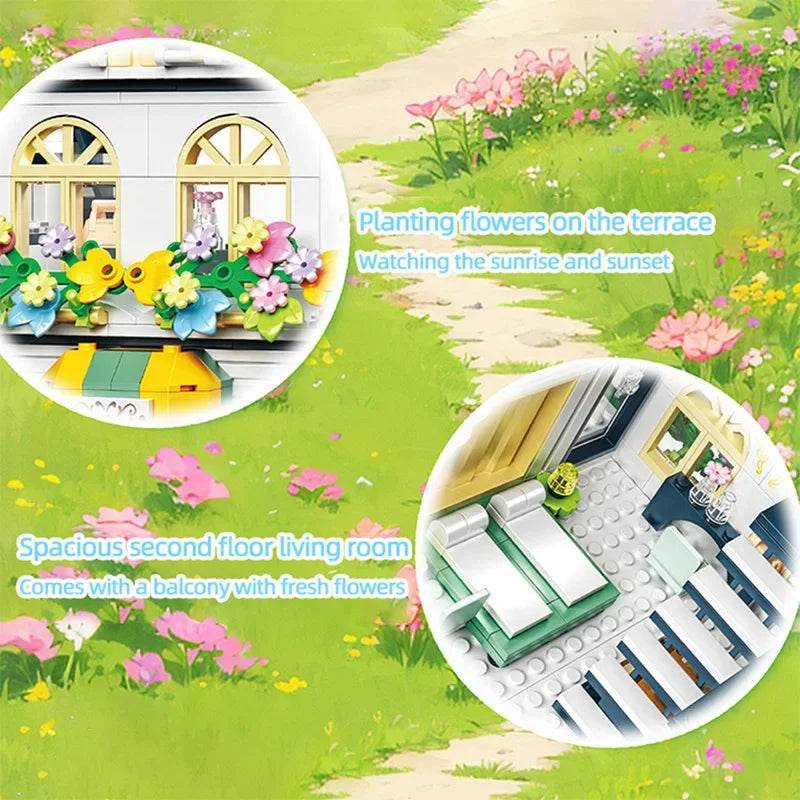 998PCS City Flower House Building Blocks Creative Plant Villa - ToylandEU