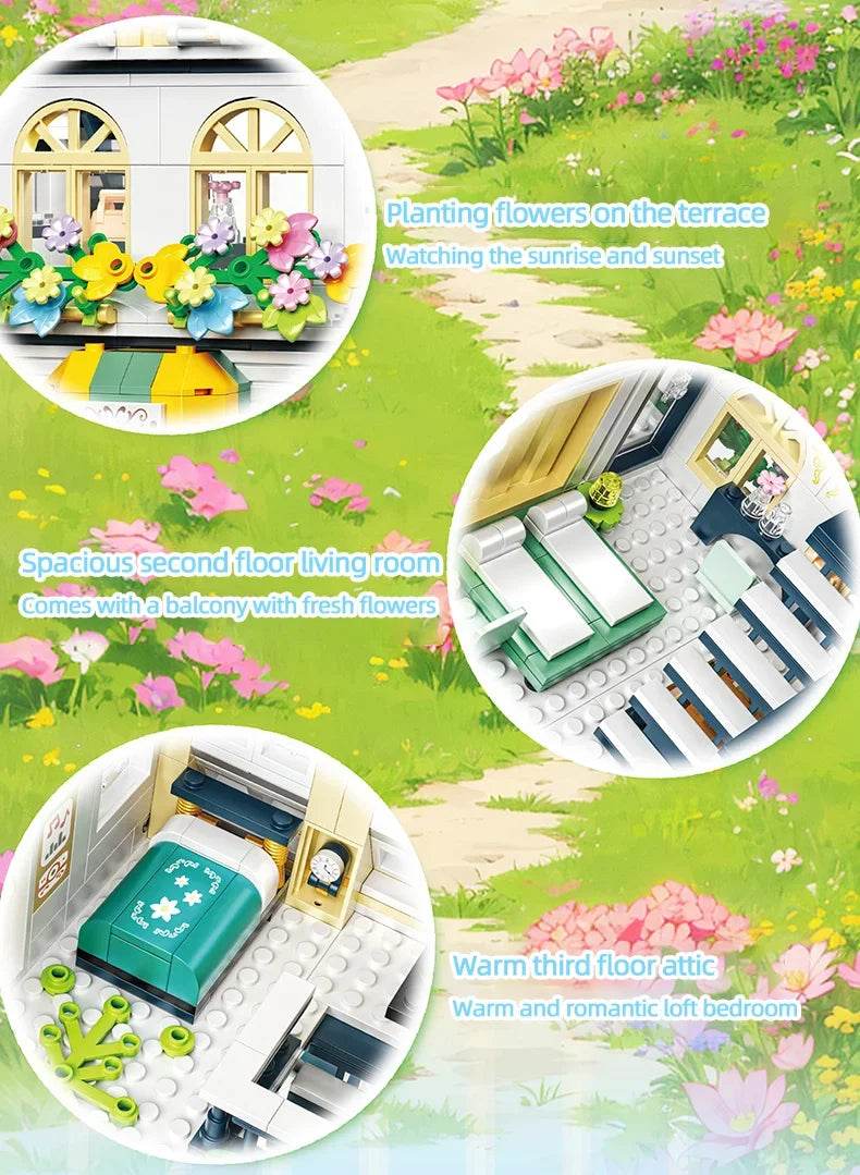 998PCS City Flower House Building Blocks Creative Plant Villa - ToylandEU