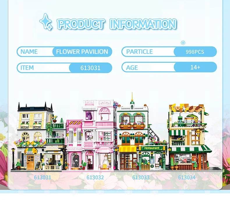 998PCS City Flower House Building Blocks Creative Plant Villa - ToylandEU