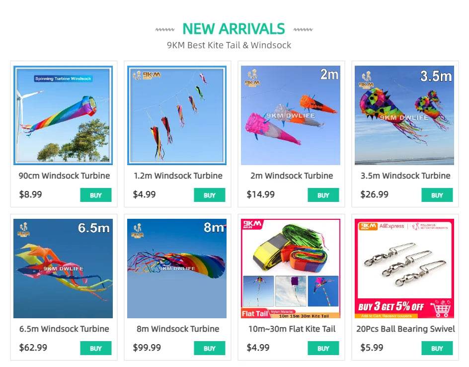 9KM 10m~30m Kite Tube Tail Soft Inflatable 30D Nylon Bag - ToylandEU