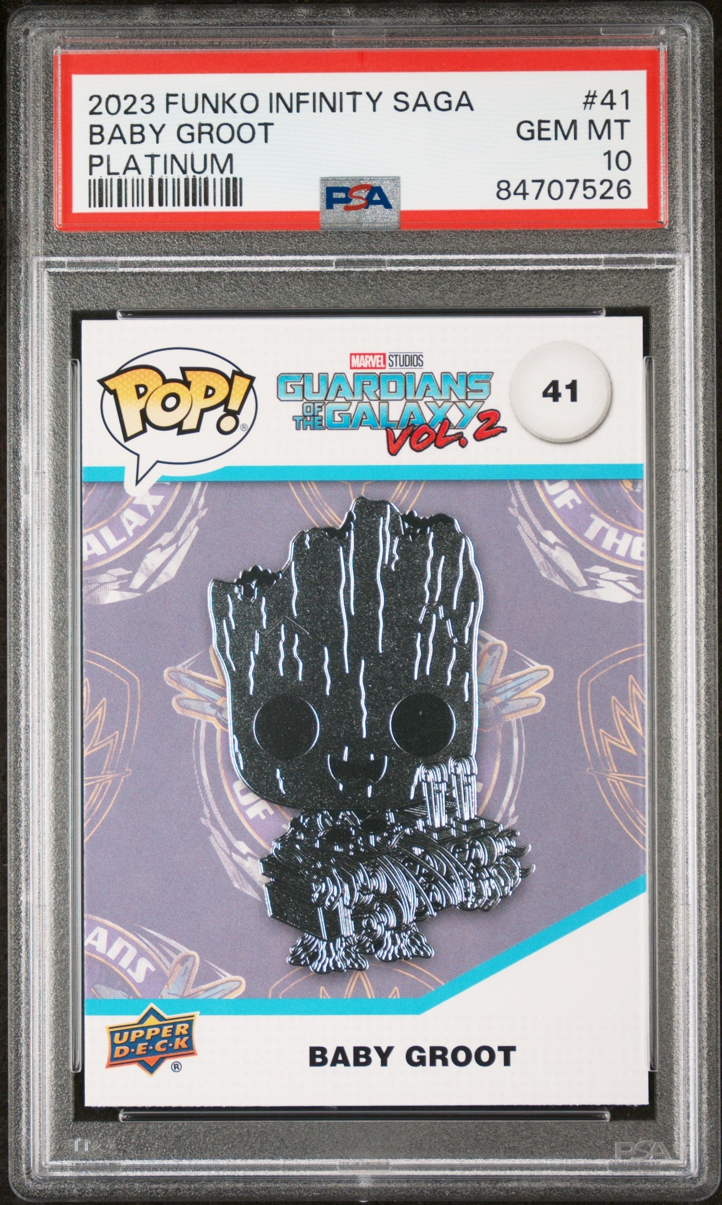 Baby Groot Platinum Funko Pop PSA 10 Collectible Limited Edition