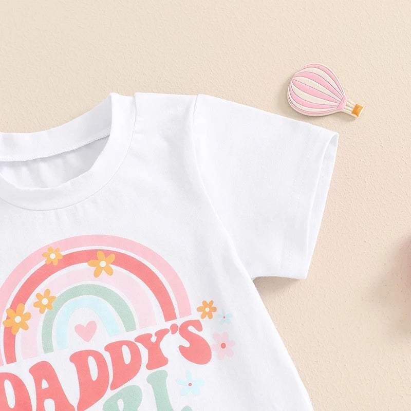 Baby Letter Print Long-Sleeve And Bell-Bottom Pants Set | Daddy's Girl And Mama's Girl