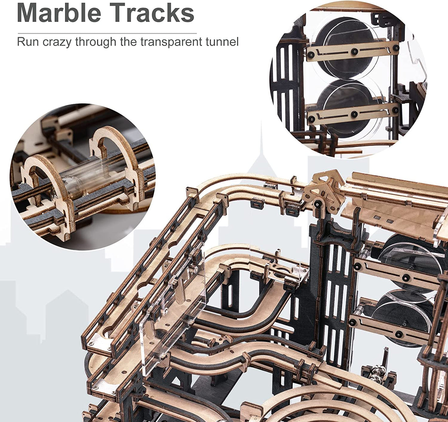 ROKR Marble Night City 3D Wooden Puzzle Waterwheel Model Kit