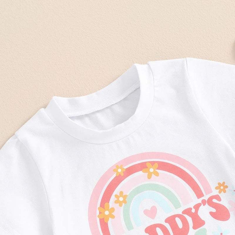 Baby Letter Print Long-Sleeve And Bell-Bottom Pants Set | Daddy's Girl And Mama's Girl