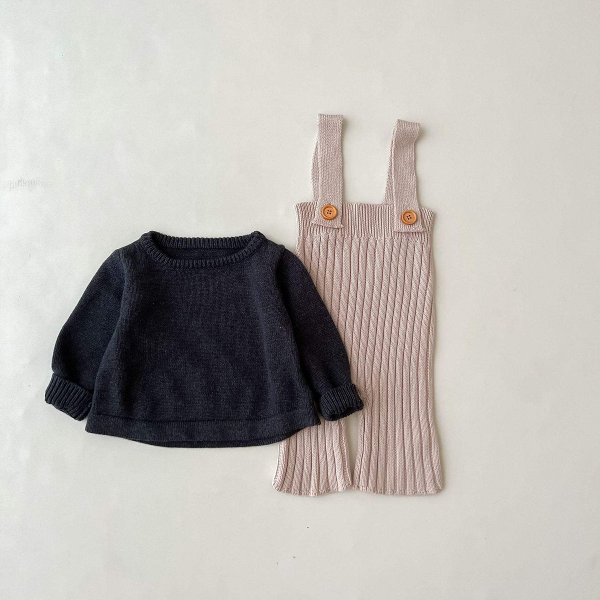 Baby Knitted Suspender Wide-Leg Pants | High Waist | 95% Cotton
