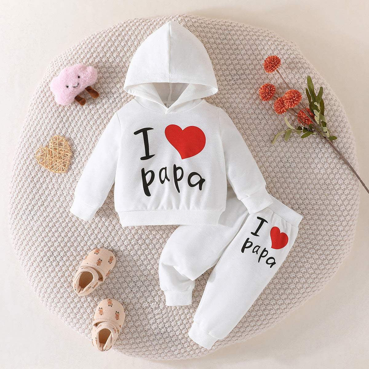 Kids' Hooded Printed Sweater And Trousers Set | Cartoon And Letter Prints | Seven Colors