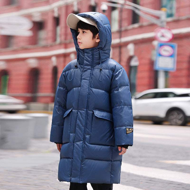Boys' Long Knee-Length Down Jacket | Western Style