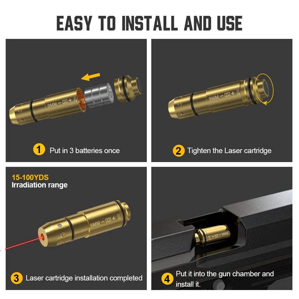 9mm Red Dot Laser Training Cartridge for Precise Pistol Practice - ToylandEU