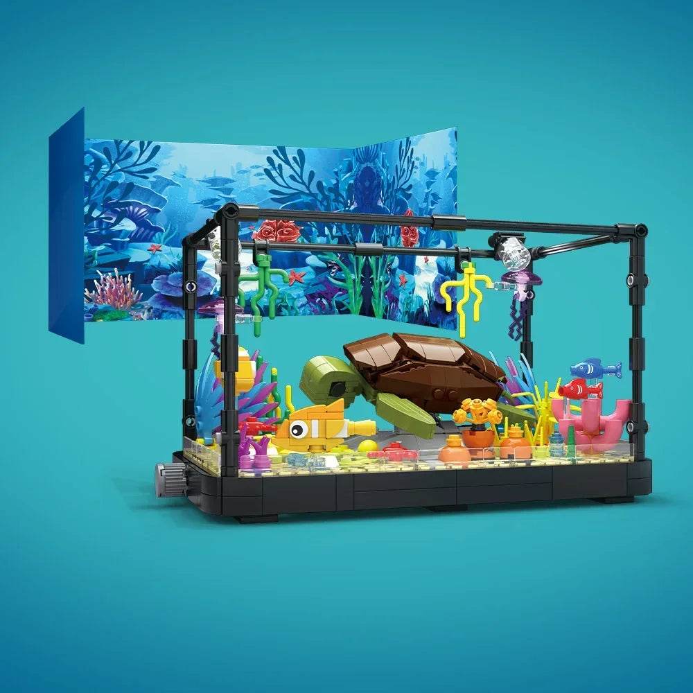 A Fish Tank Construction Kit With Lights MOC Ocean Aquarium Marine Animal Building Block Toys Building Block Toy Gifts - ToylandEU