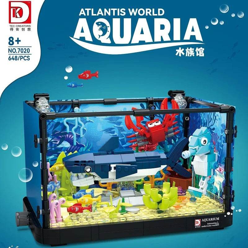A Fish Tank Construction Kit With Lights MOC Ocean Aquarium Marine Animal Building Block Toys Building Block Toy Gifts - ToylandEU