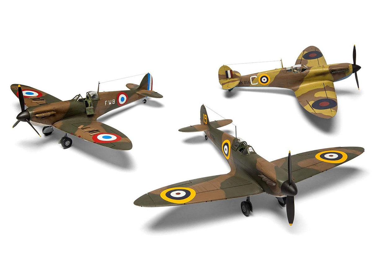 Level 2 Model Kit Supermarine Spitfire Mk.I Fighter Aircraft with 3 Scheme Options | 1/48 Plastic Model Kit | Airfix | Collector Quality