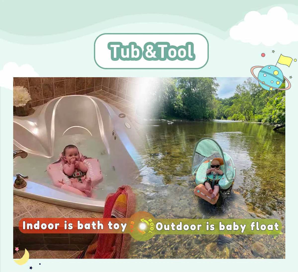 Mambobaby Baby Foldable Float Inflatable Free With Sun Canopy - ToylandEU