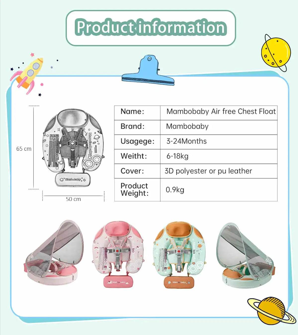 Mambobaby Baby Foldable Float Inflatable Free With Sun Canopy - ToylandEU