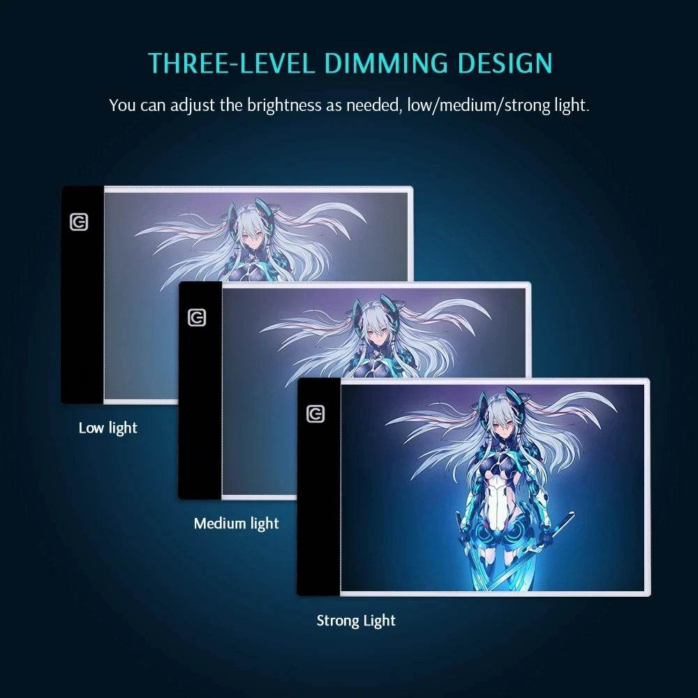 A3 A4 A5 Three Level Dimmable LED Light Pad Drawing Board Tracing Light Box Eye Protection for Diamond Painting - ToylandEU