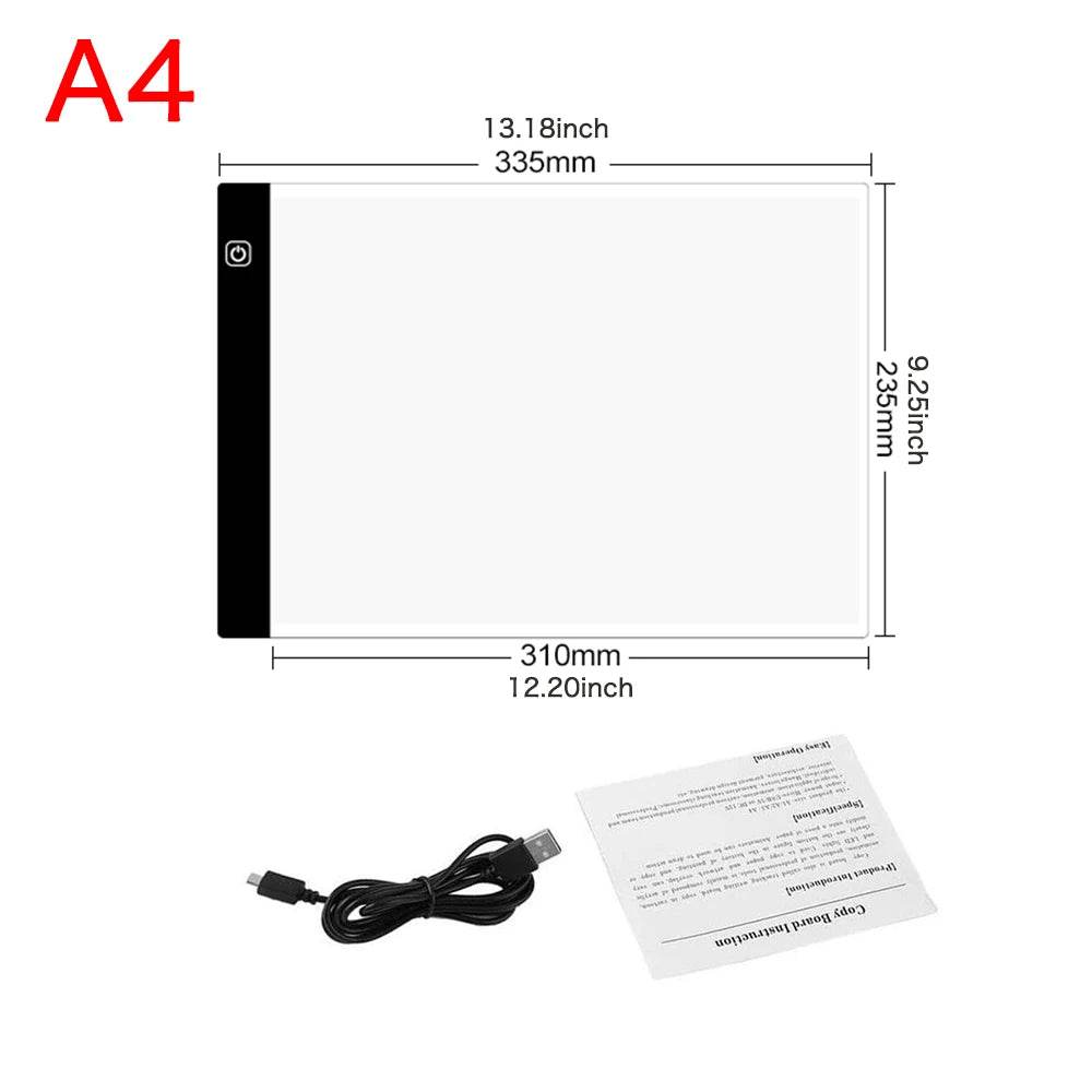 A3 A4 A5 Three Level Dimmable LED Light Pad Drawing Board Tracing Light Box Eye Protection for Diamond Painting - ToylandEU