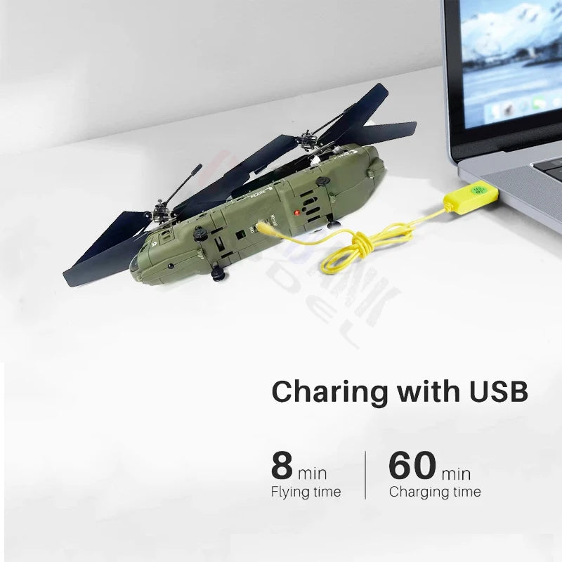 RC Remote Control Chinook CH-47 Helicopter Model S026H - 2.4G Double Paddle Transport Aircraft for Kids & Boys