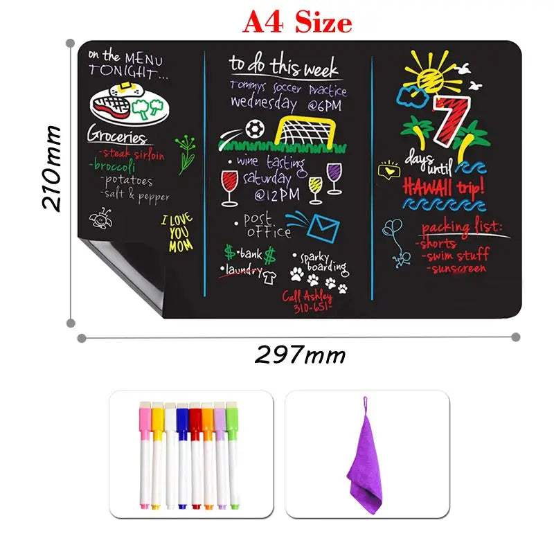 A4 Magnetic Blackboard Sticker for Refrigerator Dry Wet Erase Chalkboard Message Board Memo Sticker - ToylandEU