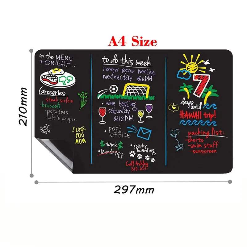 A4 Magnetic Blackboard Sticker for Refrigerator Dry Wet Erase Chalkboard Message Board Memo Sticker - ToylandEU