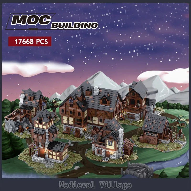 MOC Ultimate Medieval Village Building Blocks Model - Full Set with Castle - ToylandEU