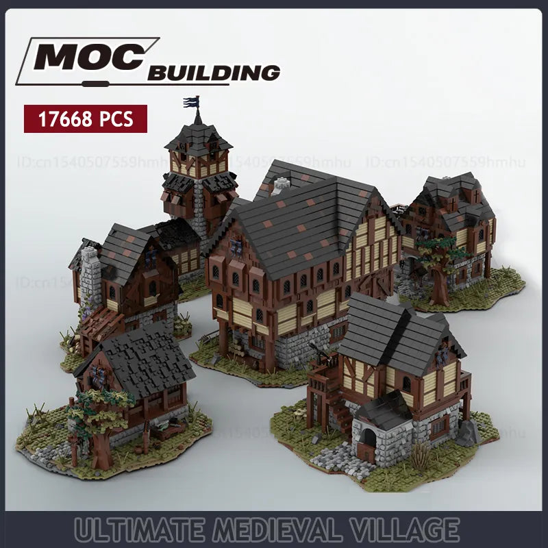 MOC Ultimate Medieval Village Building Blocks Model - Full Set with Castle - ToylandEU