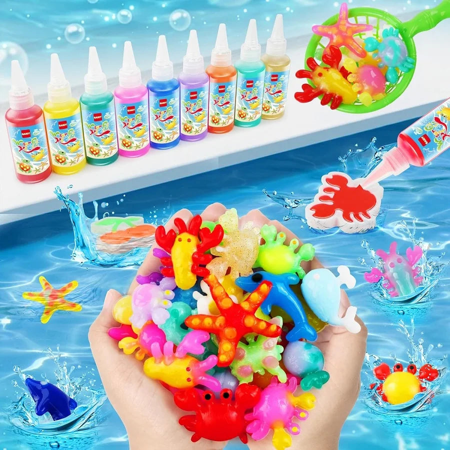 Magic Water Gel Toy Kit | 20 Gels 10 Molds | Color Changing Gels | Sea Creatures