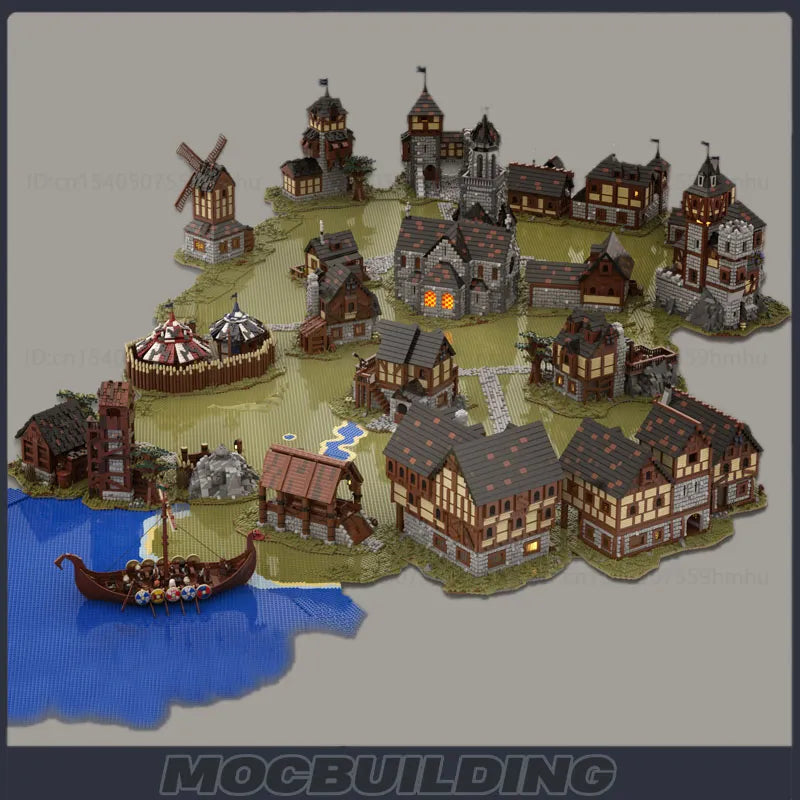 MOC Ultimate Medieval Village Building Blocks Model - Full Set with Castle - ToylandEU