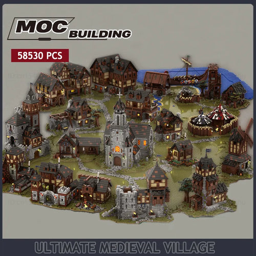 MOC Ultimate Medieval Village Building Blocks Model - Full Set with Castle ToylandEU.com Toyland EU