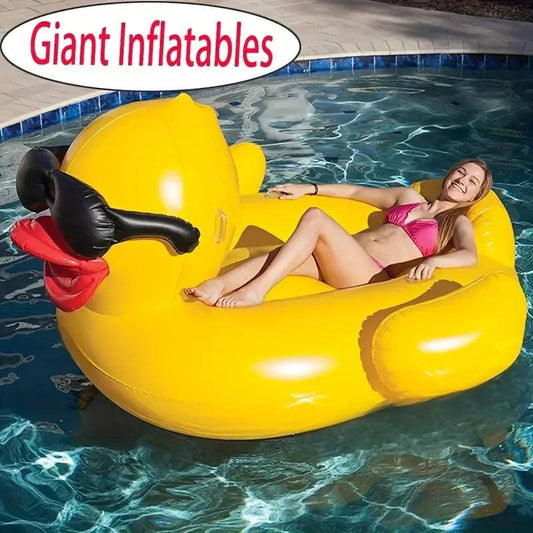 Inflatable Pool Float | Giant Duck | Thickened Air Mattress
