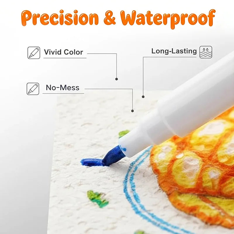3D Puffy Paint Kit | 15 Foam Sheets | 12 Acrylic Markers | 3 Water Brushes