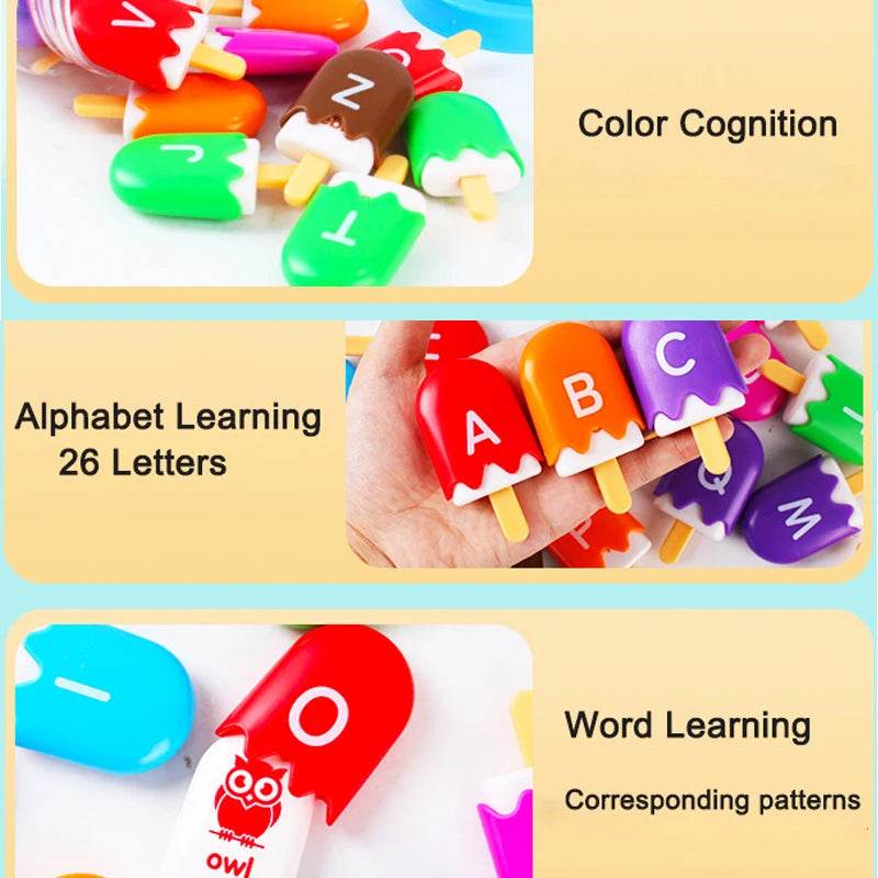 ABC Alphabet Learning Toys Letters Animal Matching Puzzle Toy Ice Cream Color Sorting Montessori Educational Kids Toys - ToylandEU