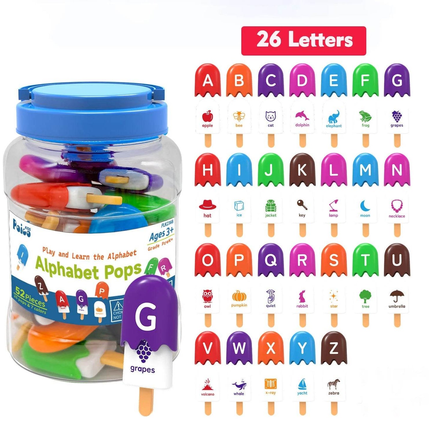 ABC Alphabet Learning Toys Letters Animal Matching Puzzle Toy Ice Cream Color Sorting Montessori Educational Kids Toys - ToylandEU