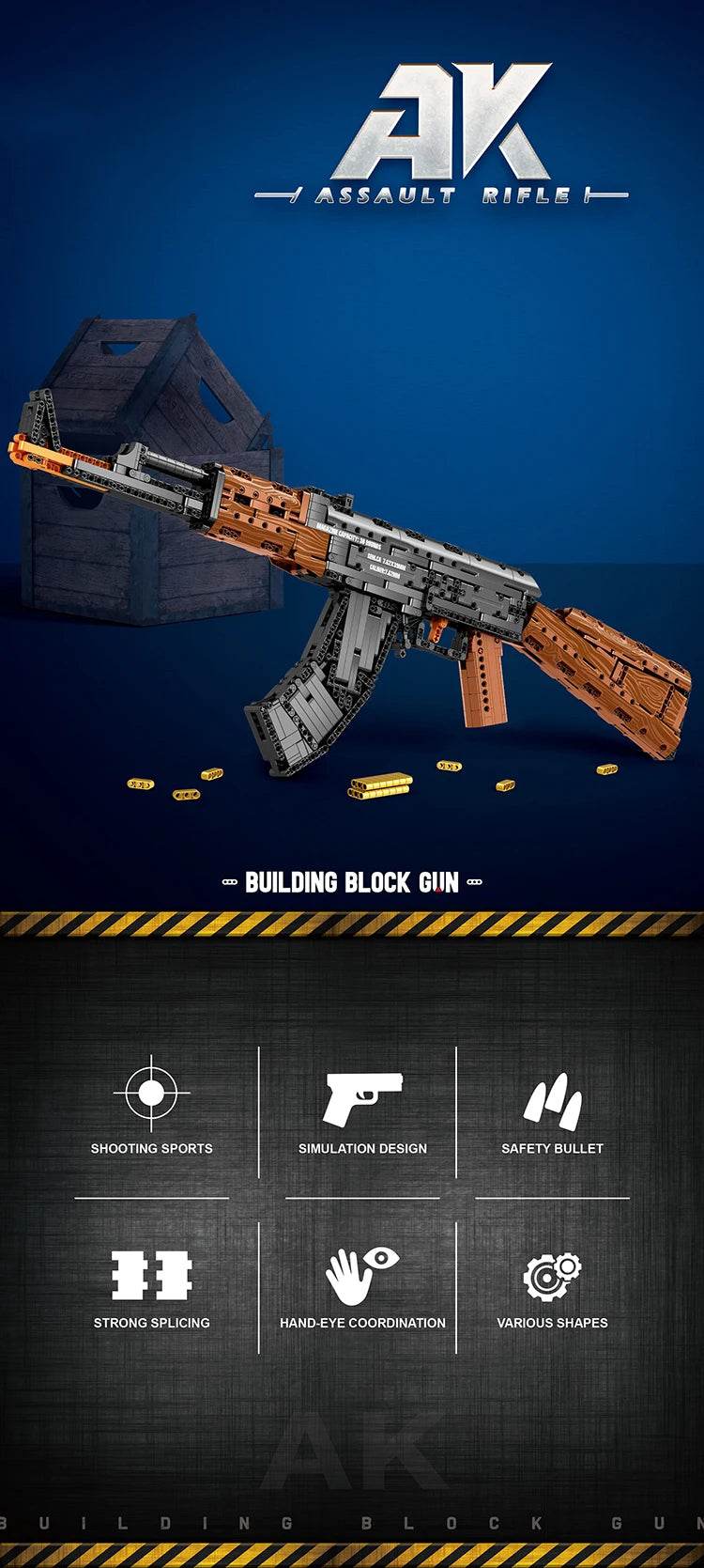 AK47 Assault Rifle Model Building Blocks Military Army Weapon - ToylandEU