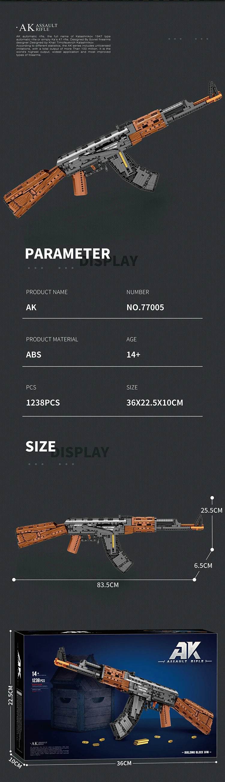 AK47 Assault Rifle Model Building Blocks Military Army Weapon - ToylandEU