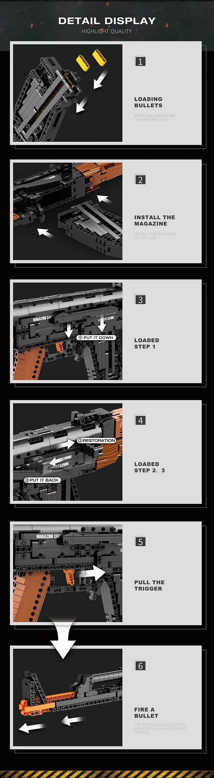 AK47 Assault Rifle Model Building Blocks Military Army Weapon - ToylandEU