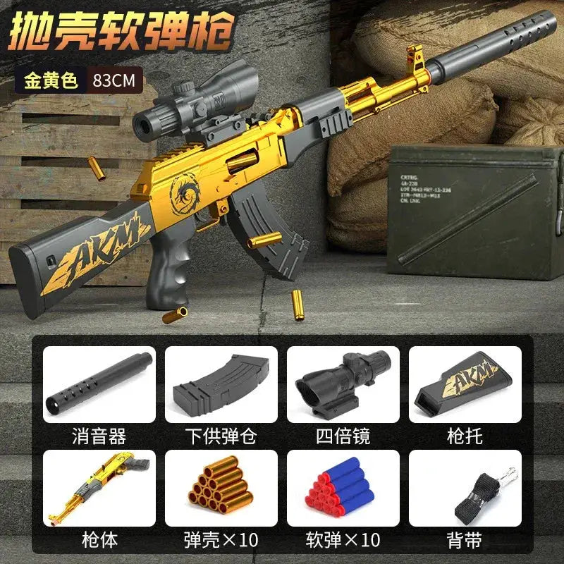 AK47 Toy Gun With Manual Shell Ejection And Soft Bullets - ToylandEU