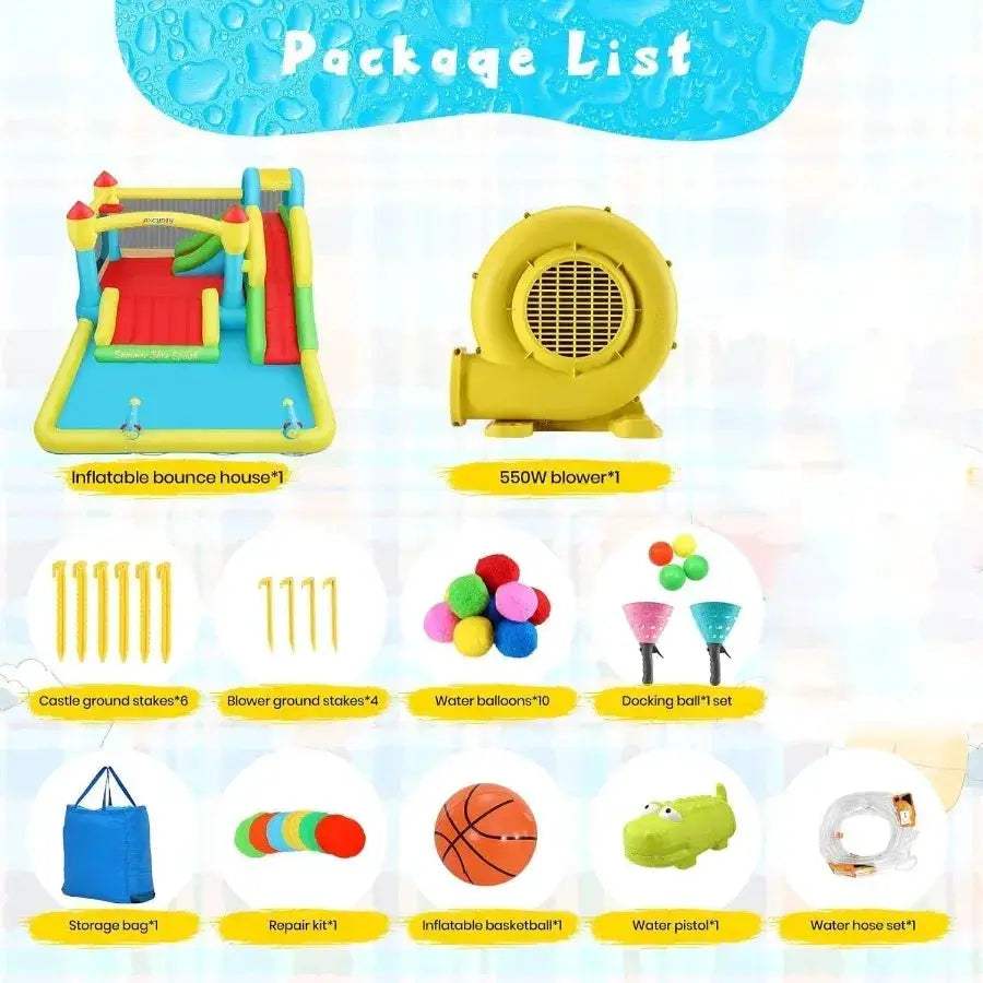 AKEYDIY Inflatable Water Slide Bounce House With Three Slides - ToylandEU